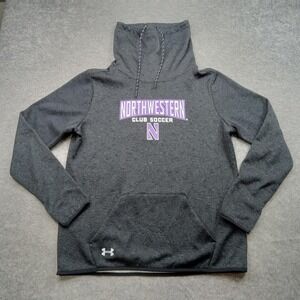 Northwestern Wildcats Hoodie Mens Large‎ Gray NCAA Soccer Under Armour ColdGear